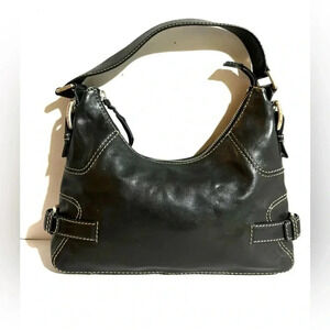 Michael kors black leather shoulder handbag